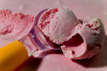 Ice cream balls with spoon