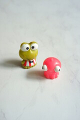 selective focus of mini toys 