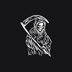 Fototapeta na wymiar Grim reaper vector illustration on black background.