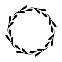 Vector hand drawn spring wreath isolated on white background. Outline circle of leaves. Doodle style. Floral frame.