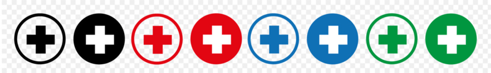 First aid medical icon. Medical white cross symbol, red Medical cross sign