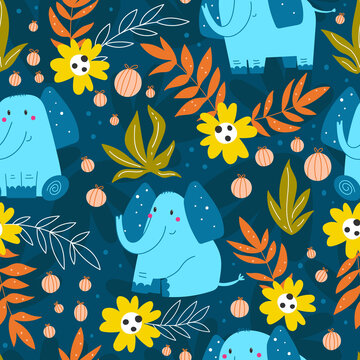 Funny elephants seamless pattern © rosypatterns