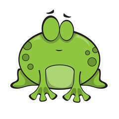 Cute frog with closed eyes. Vector illustration of frog character isolated on white background.