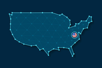 Obraz premium USA simplified vector map in a digital blue design
