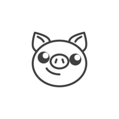 Pig face line icon