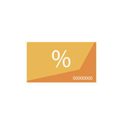 Orange shopping gift card, discount card, voucher flat vector icon for apps and websites