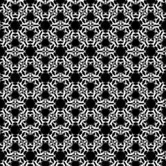 Modern simple geometric vector seamless pattern with white line texture on black background.