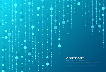 Obraz premium Abstract modern blue gradient background with straight line and dots decoration. Simple connect lines and dots pattern design. Suit for poster, banner, template, flyer, brochure, presentation