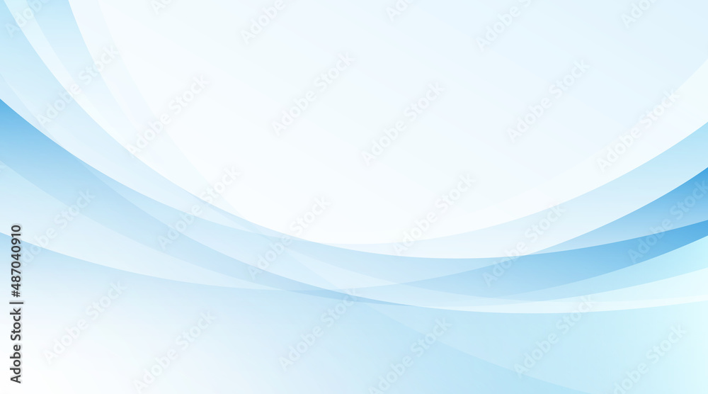 Wall mural abstract white and blue curve shapes background. smooth and clean subtle texture creative design. mo