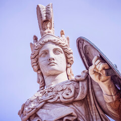 Athena statue, the ancient Greek goddess of wisdom and knowledge, Athens Greece
