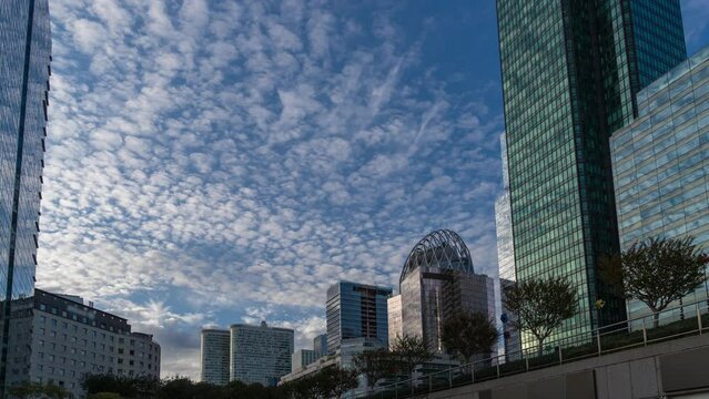 Cloudy Sky Over La Defense Business District at Day Paris Buildings