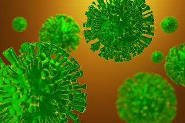 Simplified  model of coronavirus virus. 3D rendering.