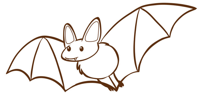 Bat in doodle simple style on white background