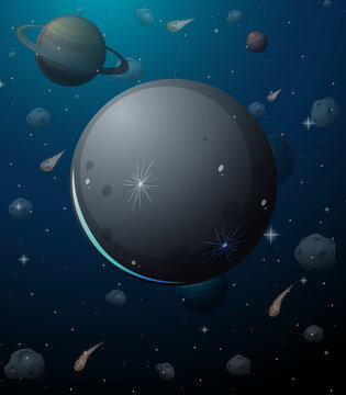 Moon planet on space background