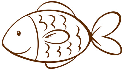 Naklejka premium Fish in doodle simple style on white background