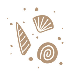 Set of brown sea shells. Vector flat illustration