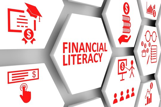 FINANCIAL LITERACY Concept Cell Background 3d Illustration