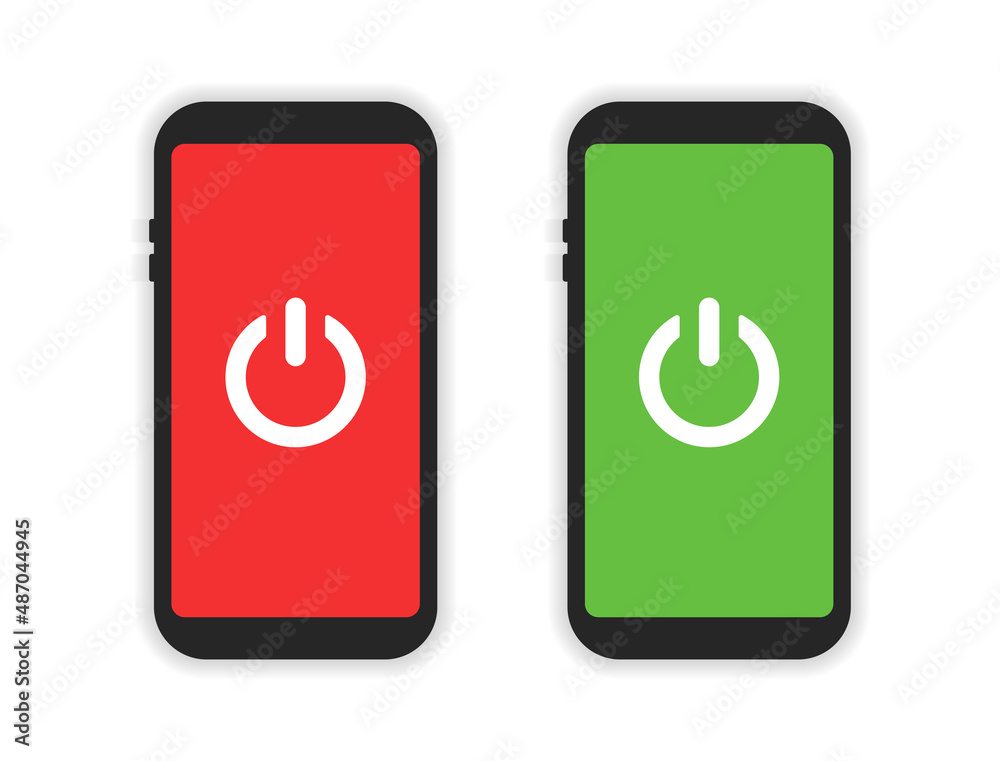 Poster phone off and on button icon isolated on white background.