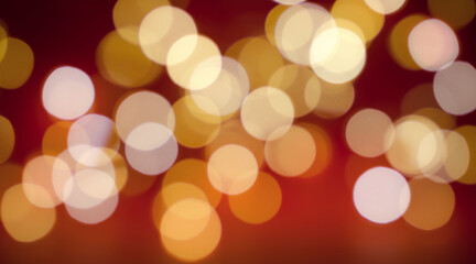 Banner photo bokeh of white and yellow lights on a red background