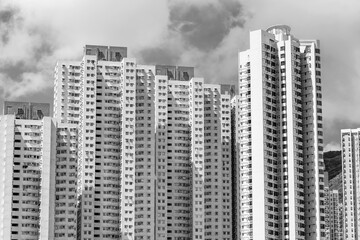 Exterior of high rise residential building in Hong Kong city