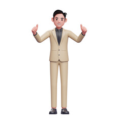 3d Businessman give appreciation with two thumbs up, 3D render businessman character illustration