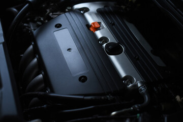 Fototapeta premium Engine oil check point inside