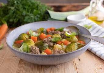 Low carb or ketogenic meal with a delicious and healthy vegetable, cabbage stew with minced meat