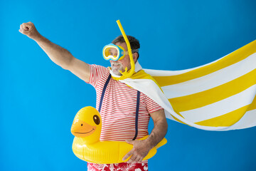 Happy senior man ready to summer vacation