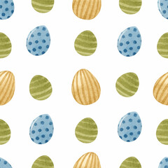 Colorful eggs watercolor Easter seamless pattern	