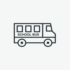 school bus, transportation icon vector on grey background