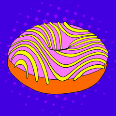Donut pop art style illustration. Comic book style imitation. Vector. 