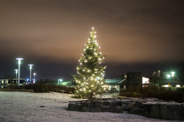 Weihnachtsbaum am Platz vor der Hallgrimskirkja in Reykjavik