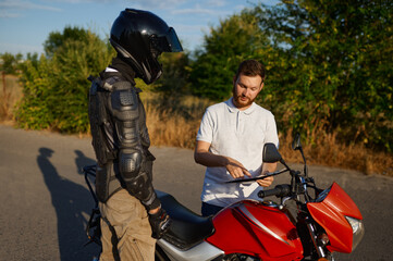 Driving lesson on motordrome, motorcycle school