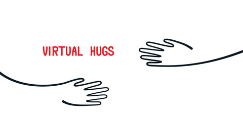 Virtual hugs simple abstract illustration