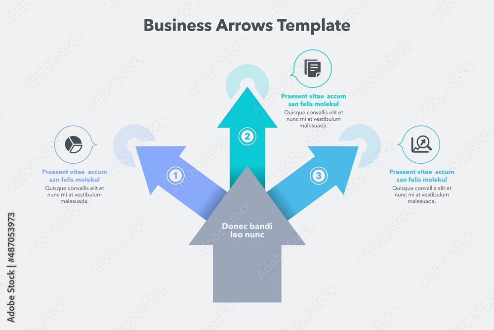 Aufkleber Business arrows template with three stages and place for your content. Easy to use for your design or presentation.