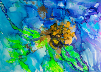 Golden flower on the background of a stormy sky