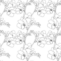 Freesea seamless monochrome pattern art design stock vector illustration for web, for print, for coloring page