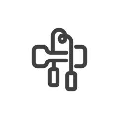 Jump rope and dumbbell line icon