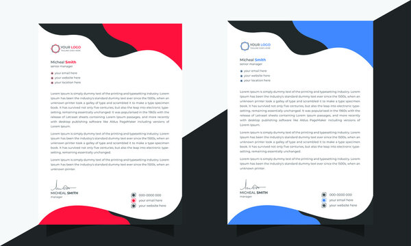 Modern Business Style Letterhead Design Template In A4 Size.
Minimal Informative And Newsletter Magazine Poster Flyer Brochure Design
Letterhead Design In Red, Yellow, Green, And Blue