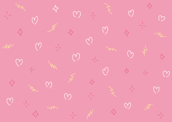 手書きのハート落書き背景（デコボコの線）