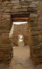 doorways in ancient puebloan ruins  from the  twelfth  century in  aztec ruins national monument in northern new mexico near farmington