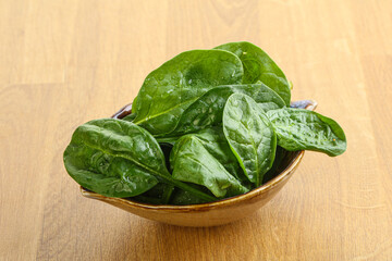 Fresh green spinach leaves in the bowl