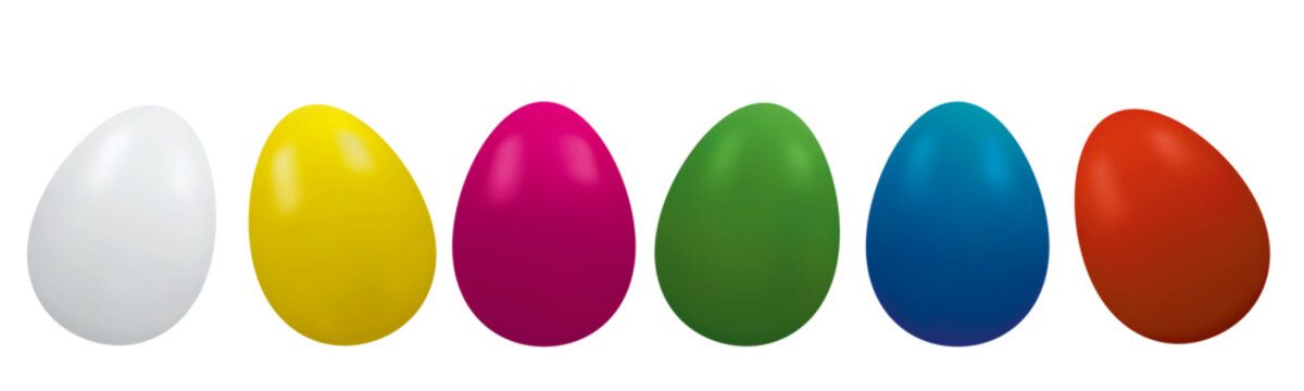 Easter eggs on white background. Easter concept. Top view
