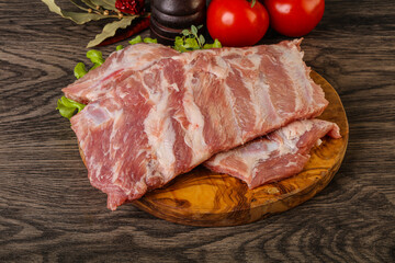 Raw pork ribs for cooking
