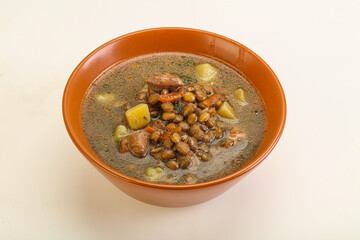 Lentil soup with chicken and vegetables