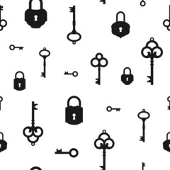 Magic keys with vintage locks. Catch luck, tint, hint concept. Mystery or clue wallpaper. Fairytale, fantasy wonderland background