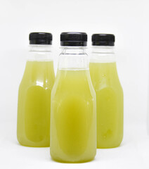 freshly squeezed sugarcane juice isolated on a white background.