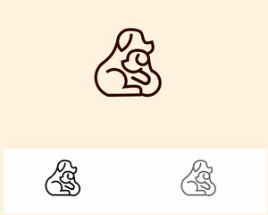 mother dog hugging her child logo