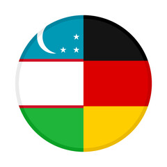 Obraz premium round icon with uzbekistan and germany flags. vector illustration isolated on white background