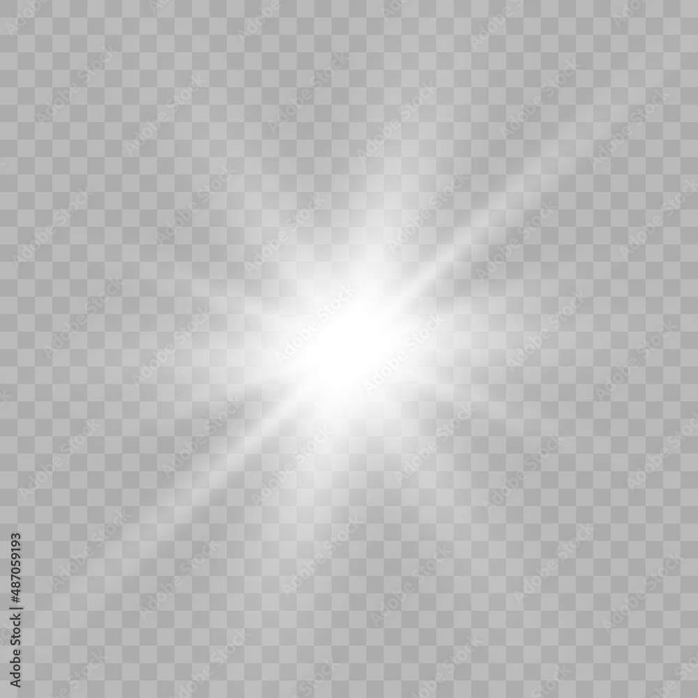 Poster white beautiful light explodes with a transparent explosion. vector, bright illustration for perfect